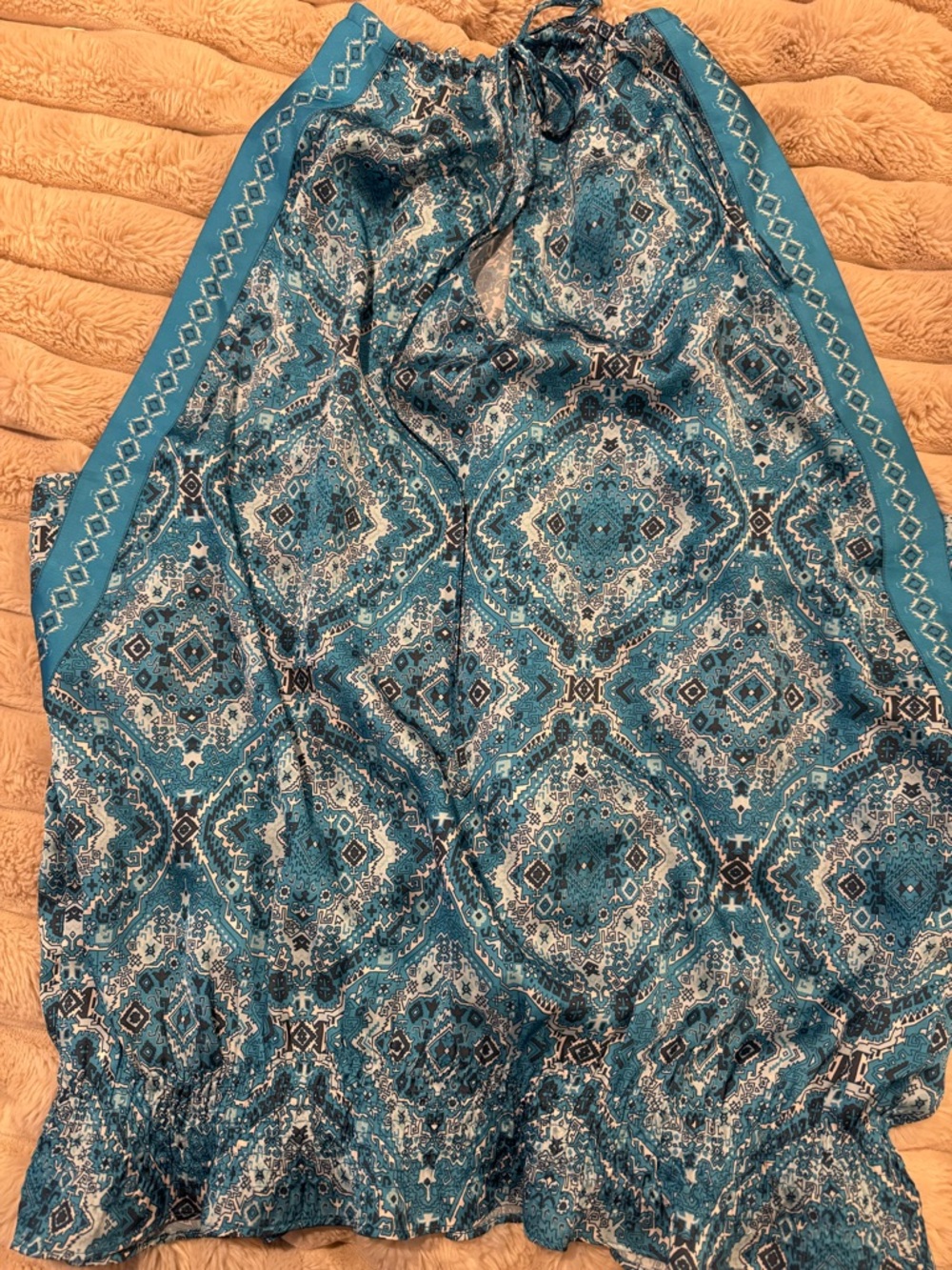 Ramy Brook Blue Printed Halter Top Boho Sleeveless Blouse XL
